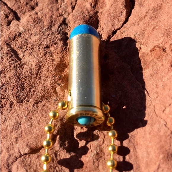 HAND CRAFTED Turquoise Bullet Casing Pendant Necklace - Picture 4 of 6